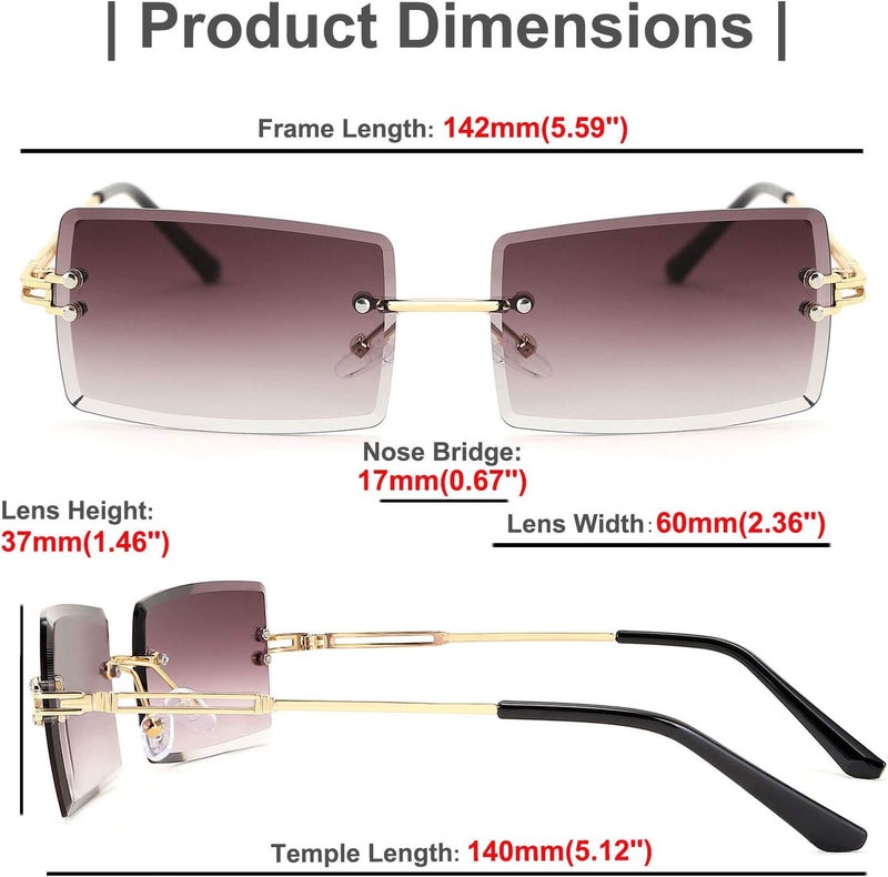 FEISEDY Vintage Rimless Sunglasses Rectangle Frameless Candy Color Glasses Women Men B2642 - Image 4